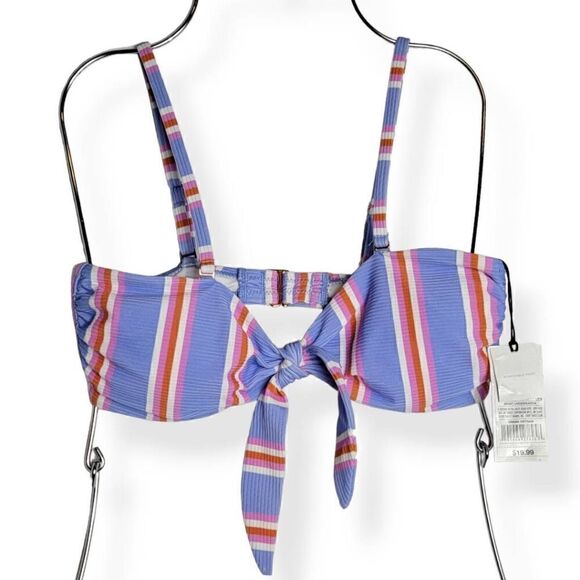 Shade & shore Striped Front Bow Bandeau Bikini Top S 4-6 - Picture 1 of 2